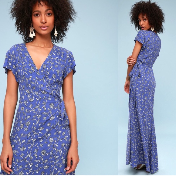 Amuse society short sleeve floral maxi wrap dress - Picture 4 of 9